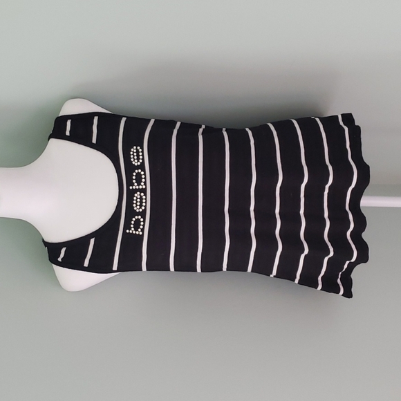 bebe Tops - bebe rhinestone classic iconic tank top black white stripe